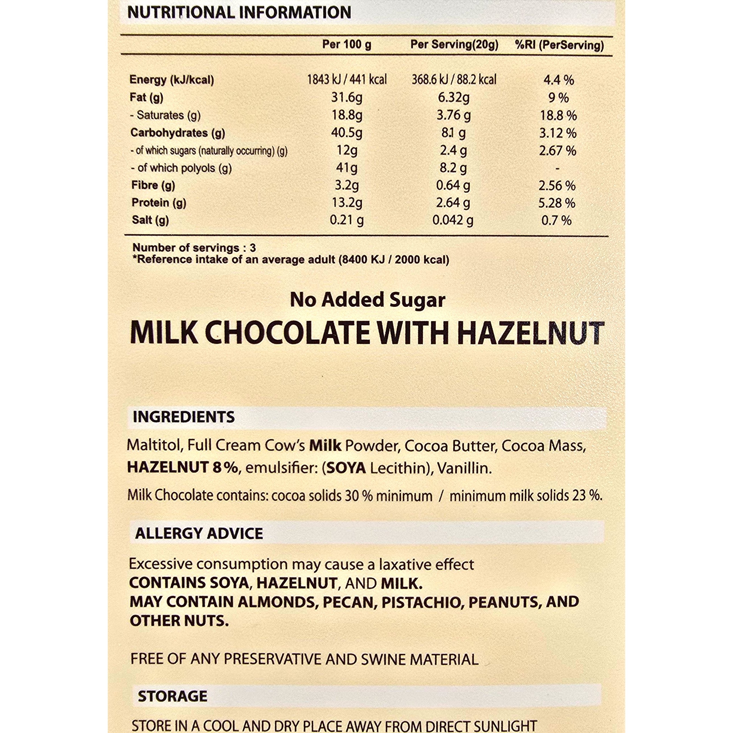 TOPS Sugar Free Chocolate Bar – Zero Added Sugar - 60g - Image 4