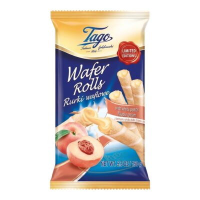 Tago Wafer Rolls (White Peach Cream) - 150g
